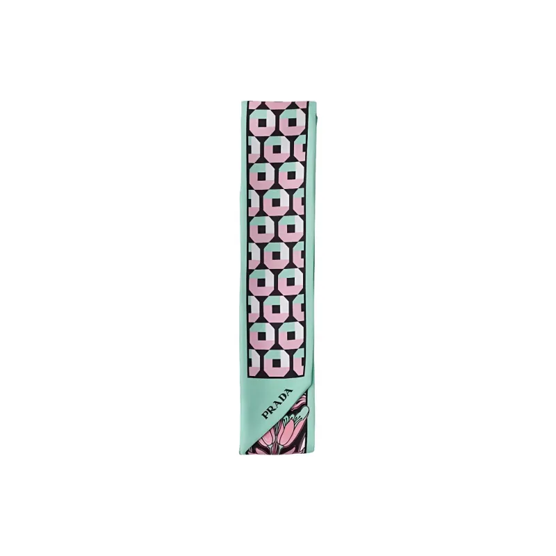 PRADA Silk Scarves Women's Green/Pink-0