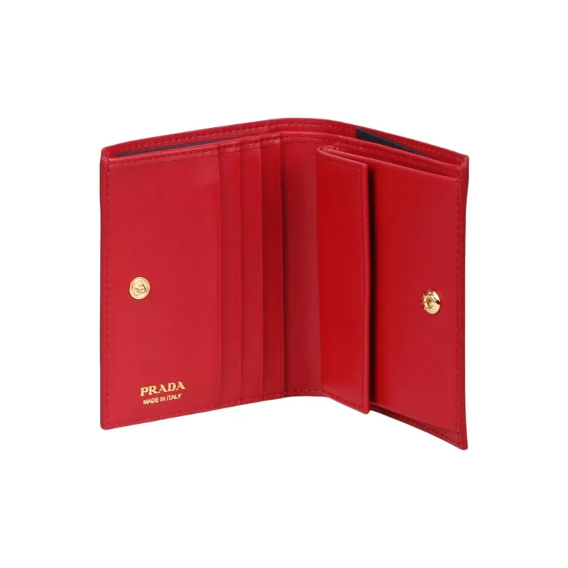 PRADA Patent Leather Calfskin Wallet Women's Red-2