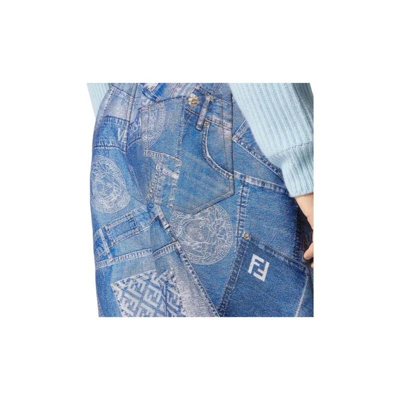 VERSACE Fendace Patchwork Jacquard Shorts-4