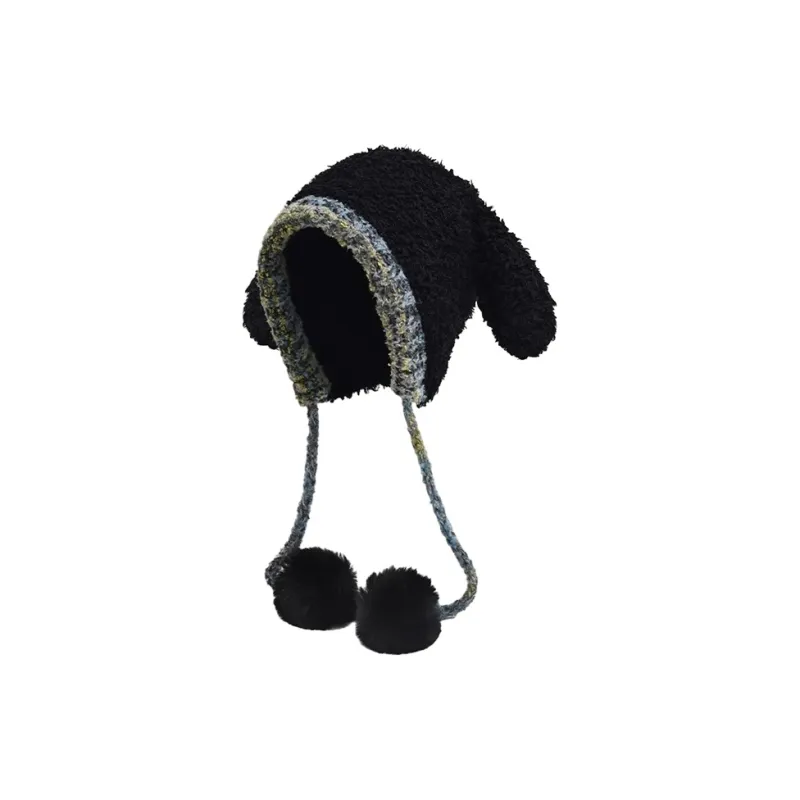 FREE RABBITⅡ Fall And Winter Thickened Warm Ear Protection Knitted Fabric Beanie Unisex-6