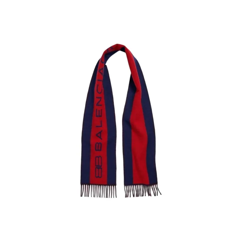 Balenciaga Wool Cashmere Knit Scarves Unisex Red/Black-1