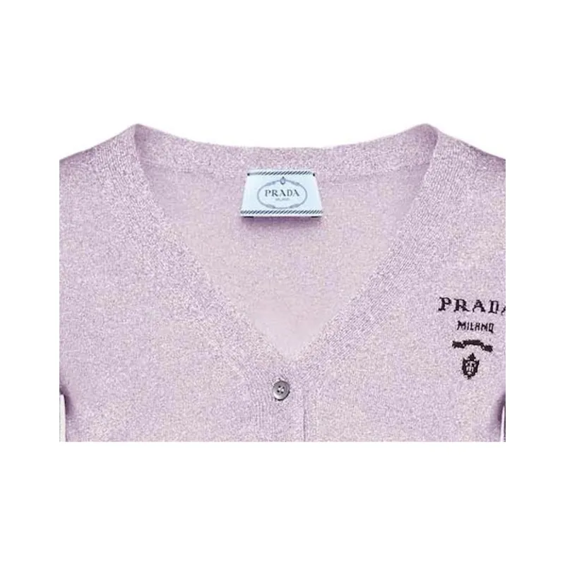 PRADA Cropped Lurex Cardigan Sweater Lilac-1