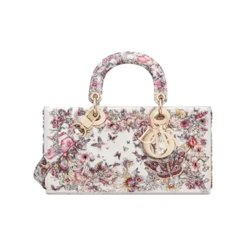 DIOR Lady D-JOY Cow Leather Handbag Shoulder Bag Women's Pink/White