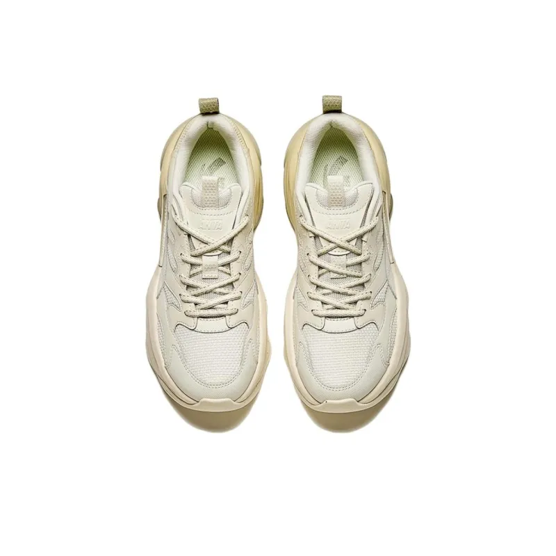 Anta Wear-Resistant Slip-Resistant Low-Top Chunky Sneakers Women's Gray Green-2