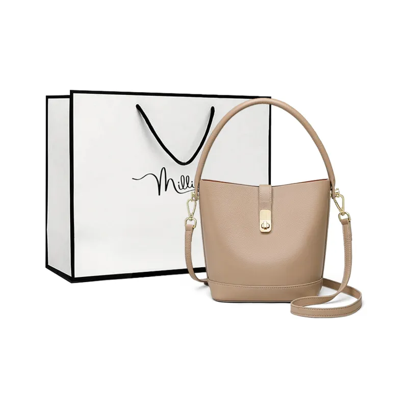 MILLIE'S Cow Leather With Synthetic Leather Handbag, Shoulder Bag, Crossbody Bag, Bucket Bag Regular Women's Pink-0