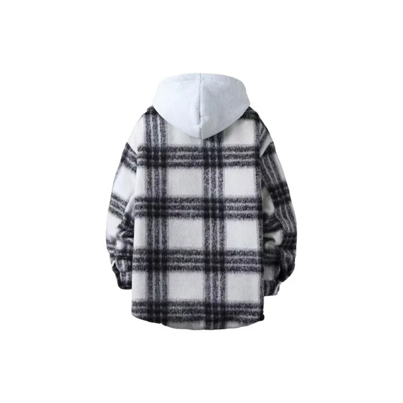 ACUOD BY CHANU Velvet feel Coat Unisex 1Purple Plaid-1