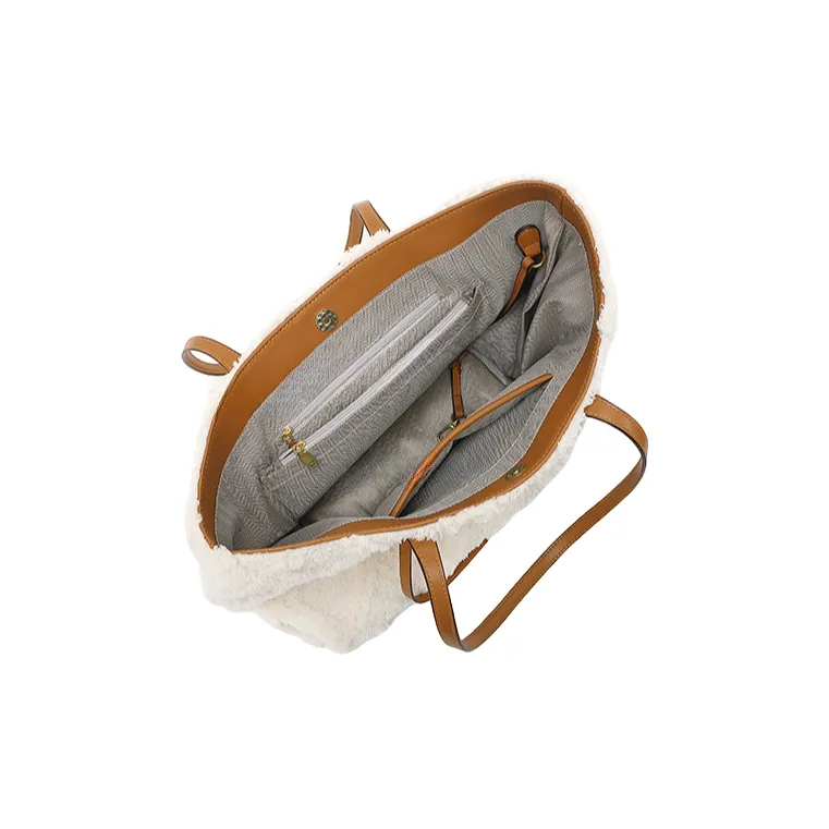 PAYOT Artificial Plush Shoulder Bag Regular Women's Ecru-5