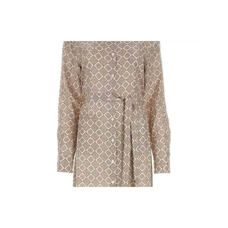 PRADA Long Sleeved Dress Women's Beige-2