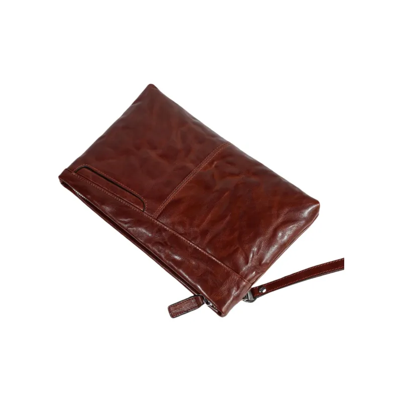 DOSRFINI Cow Leather Clutch Large Size Men's Black/Russet-3