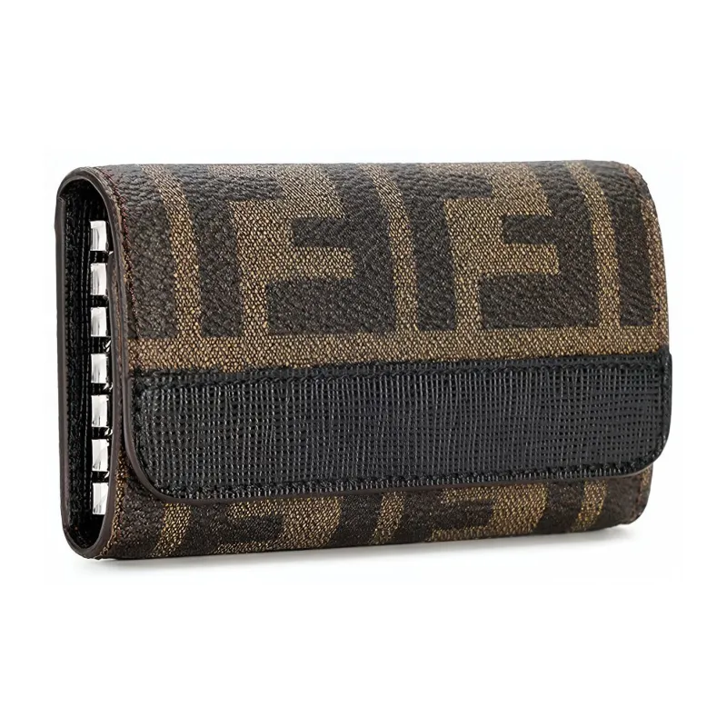 FENDI Canvas With Leather Key Pouch Women's Brown/Black Classic Recommendation-3