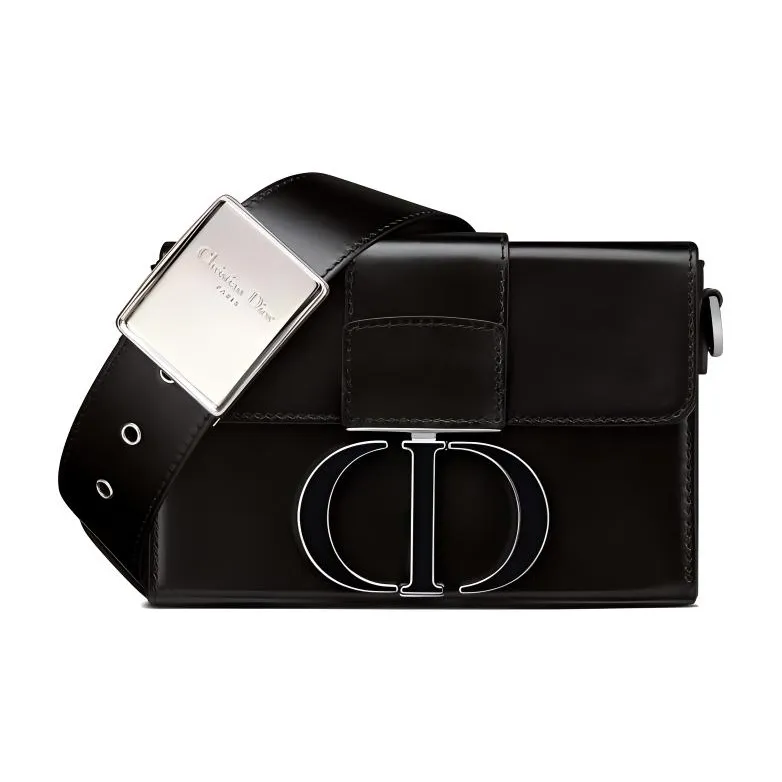 DIOR 30 Montaigne Smooth Finish Cow Leather Shoulder Bag Crossbody Bag Women's Black-0
