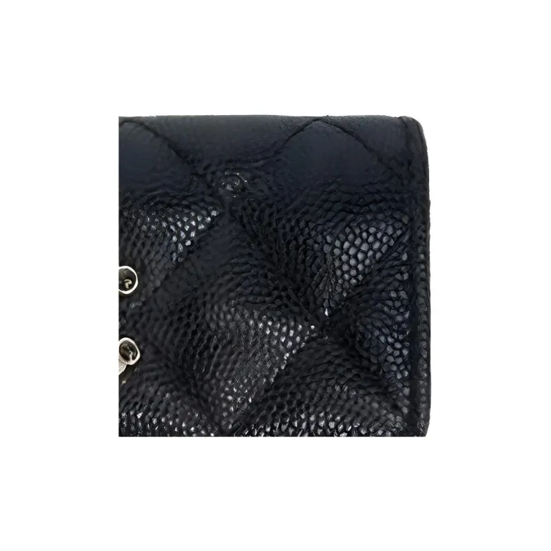 CHANEL Embossed Calfskin With Grains Card Holder Women's Black-2