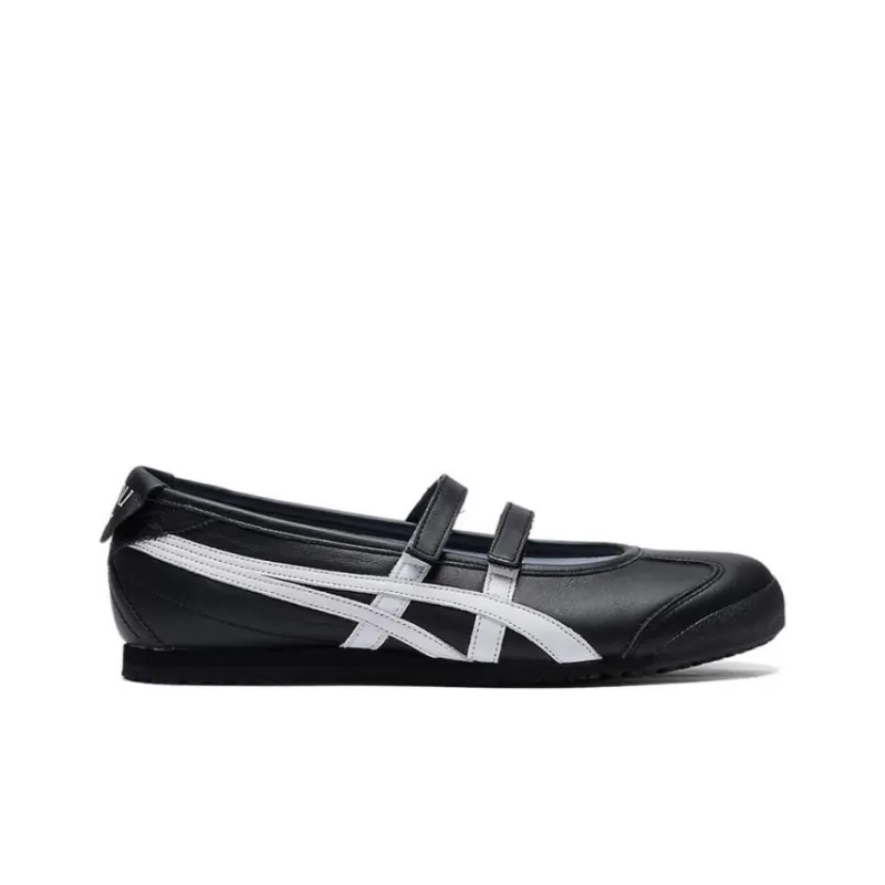 Patou x Onitsuka Tiger MEXICO 66 Flat Mary Jane Shoes Women's Black White-1
