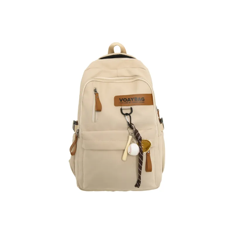 LUVISTRUE Nylon Backpack Regular Unisex White Khaki/Gray Black/Burgundy-5