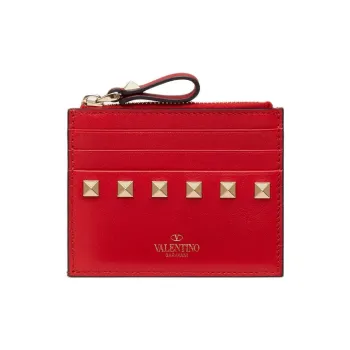 Valentino Calfskin Coin Purses Card Holders Women's Red