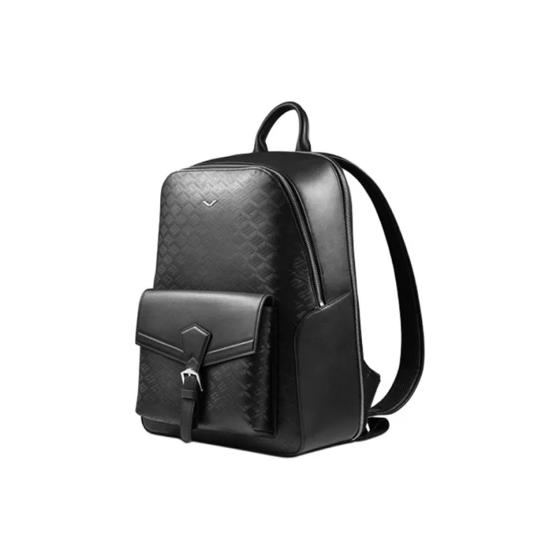 VERTU The First Layer Of Calfskin Ultralight Backpack Medium Size Unisex Black Flame Pattern-2