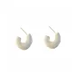 White Drip Glaze Hoop Earrings, 1 Pair, Eh-2674.ebA
