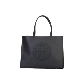 TORY BURCH Ella Leather Tote Bag Shopping Bag Shoulder Bag Handbag Regular Women's Black