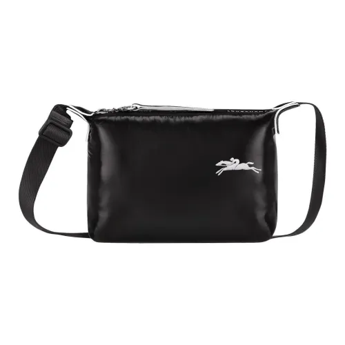LONGCHAMP Le Pliage Nylon With Canvas Cow Leather Trim Shoulder Bag Crossbody Bag Small Size Women's Black