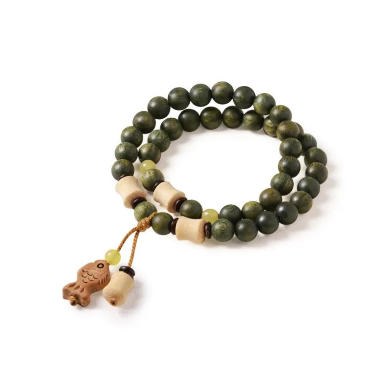 PUTUOSHANWENCHUANG Green Sandalwood Bracelets Unisex-0