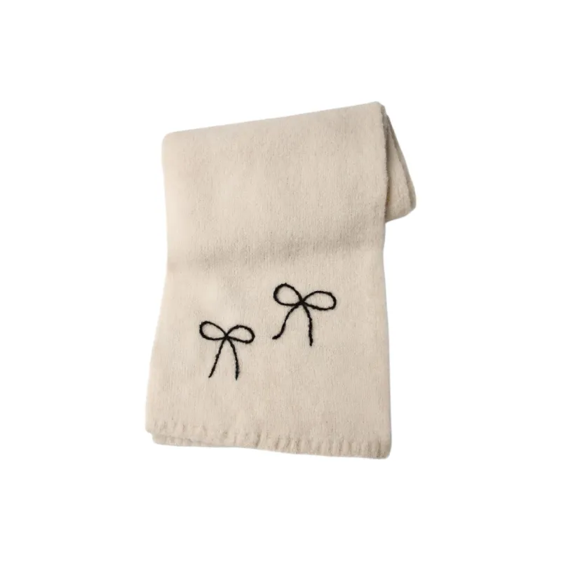 ZARA Acrylic Polyester Wool Alpaca Polyamide Knit Scarves Women's White-1