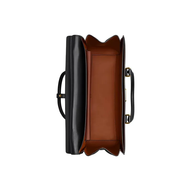COACH Calfskin Briefcase, Shoulder Bag, Crossbody Bag, Handbag Tubas Women's Black-1