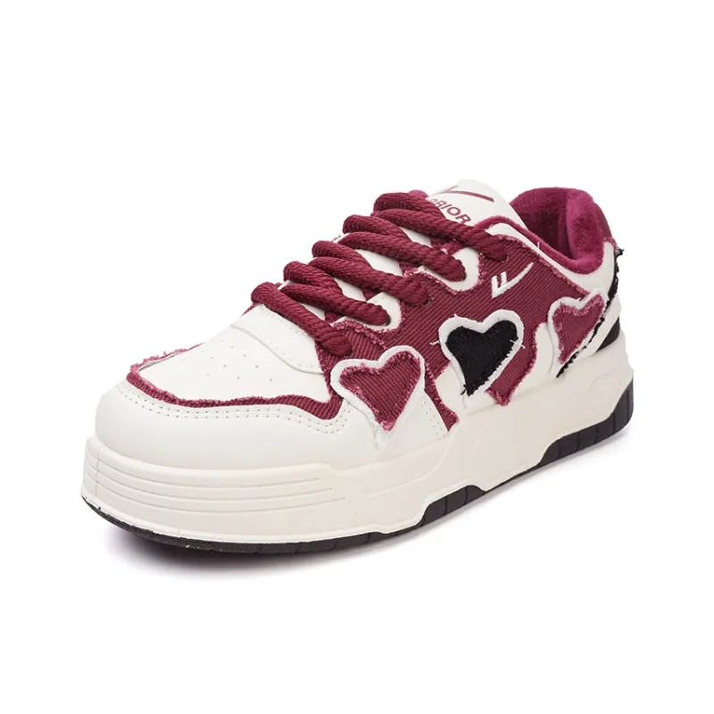 Warrior Thermal Low Top Skateboard Shoes Women's White Burgundy-1