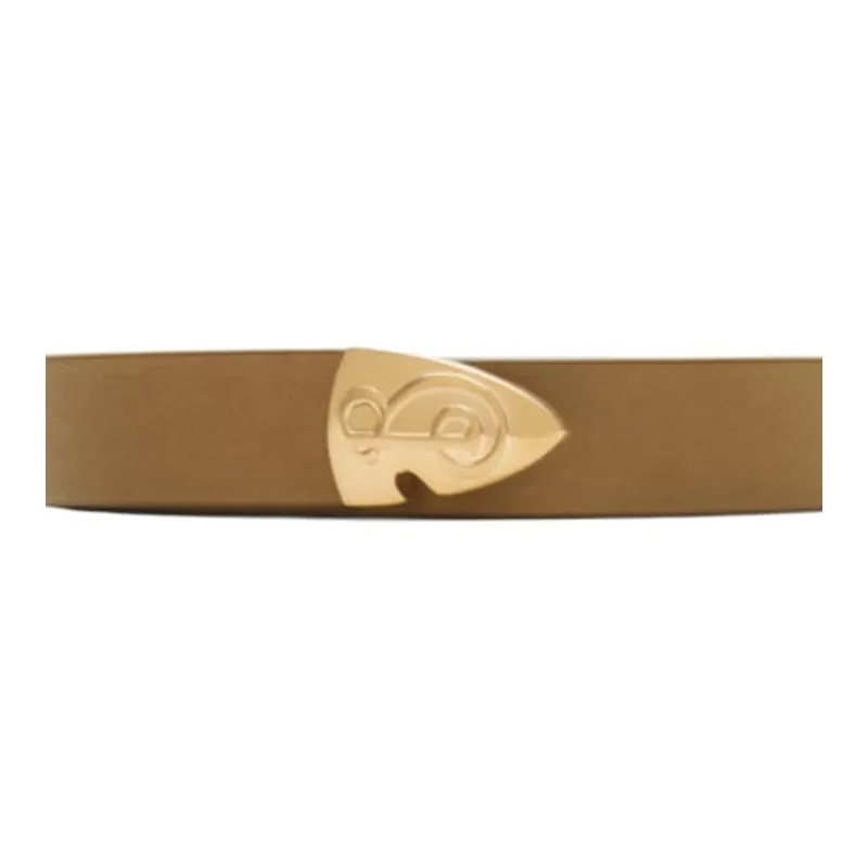 Burberry Calfskin, Gold Plated Leather Belts Women's Taupe Gray Width 2CM-2