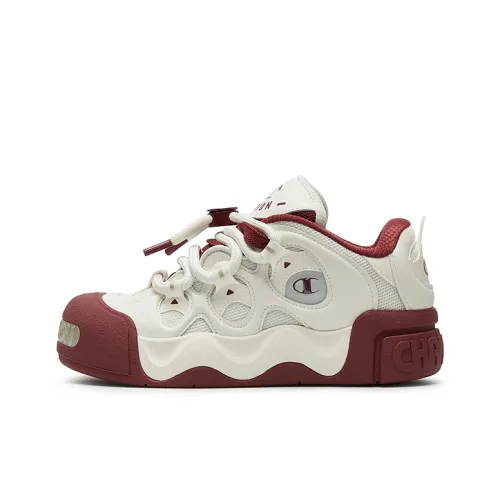 Champion Puffed Donut Low Top Skateboard Shoes Men's Milk White/Team Red