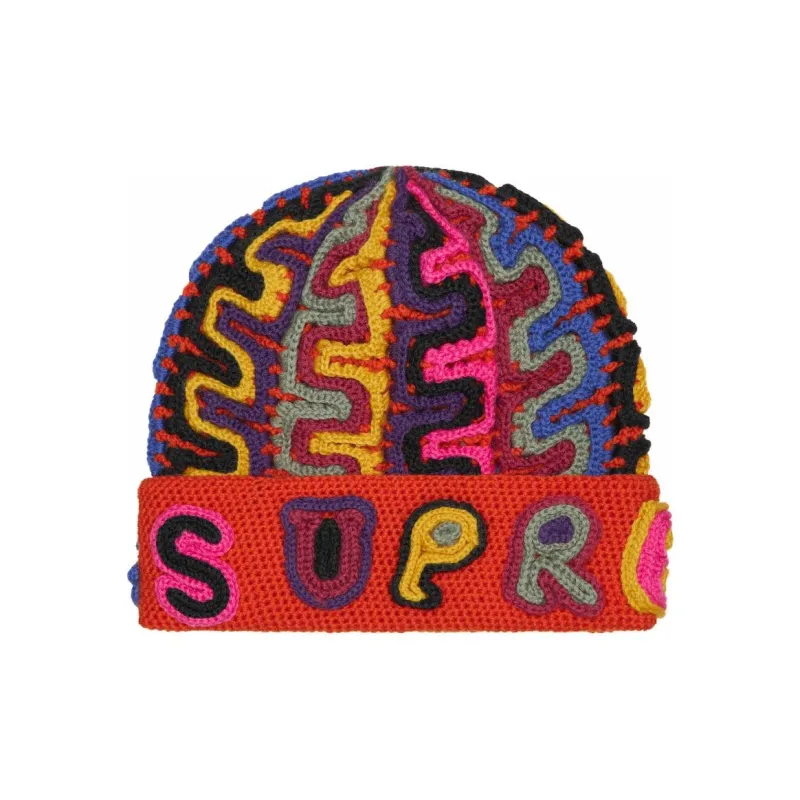 Supreme Yarn Applique Beanie Red-2