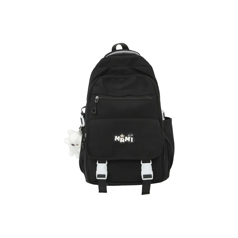 Travel Nylon Backpack Regular Unisex Black/Purple With Pink/Blue With Yellow/Brown With Khaki-0