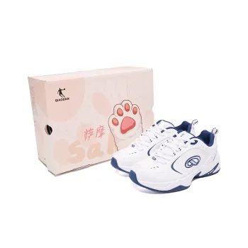 QIAODAN Samoy Badminton Shoes Women's Low Top Jordan White Graphite Blue