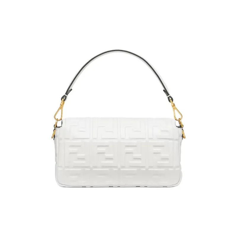 FENDI Baguette Calfskin Shoulder Bag, Crossbody Bag, Handbag Medium Size Women's White-2