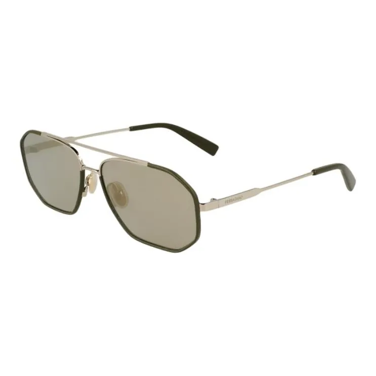 FERRAGAMO Plastic Metal Aviator Sunglasses Unisex Dark Umber-0