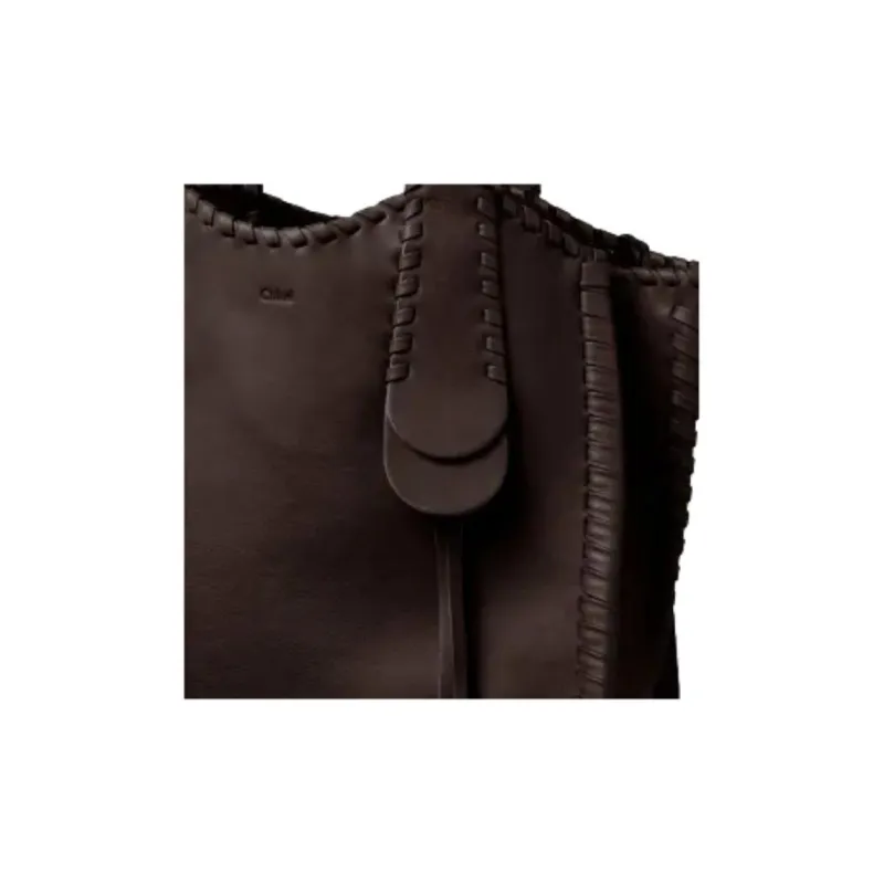 Chloe Mony Calfskin Tote Bag Shopping Bag Shoulder Bag Handbag Medium Size Women's Rich Brown-4