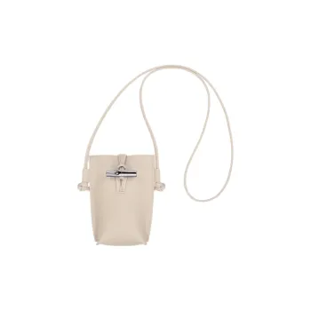 LONGCHAMP Le Roseau Cow Leather Cell Phone Pouch Women's White Paper