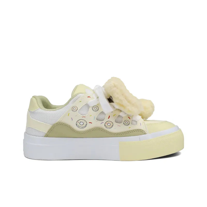 B10CROWN Wear resistant Lightweight Breathable And Non slip. Low Top Skateboard Shoes Women's Cream Donut-1