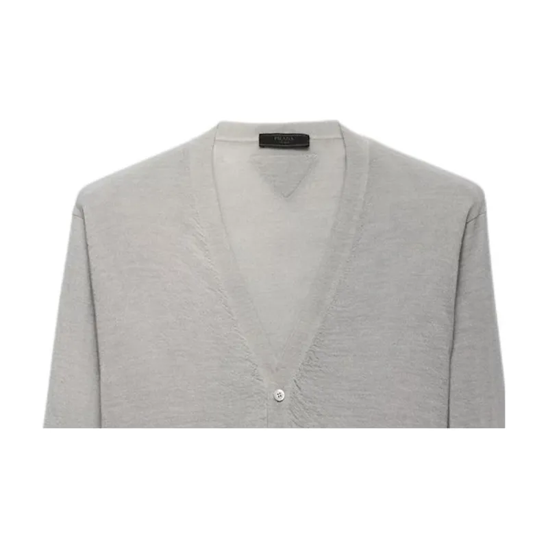 PRADA Cardigan In Cashmere Knitwear Men's Gray-4