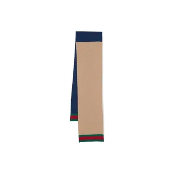 GUCCI Web stripe Knitted Wool Scarf
