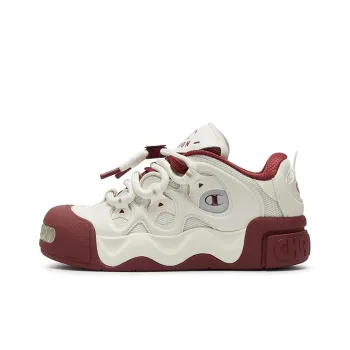 Champion Puffed Donut Low Top Skateboard Shoes Women's Milk White/Team Red
