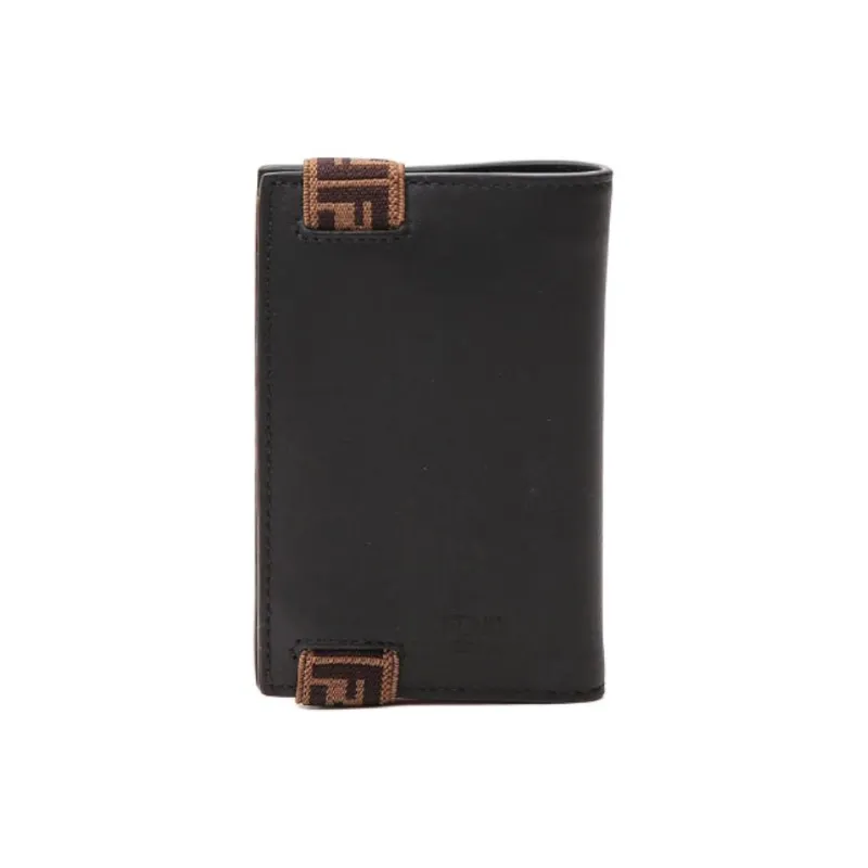 FENDI Leather Wallets With Money Clip Men's Brown/Black-3