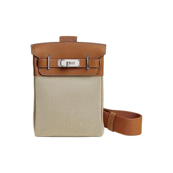 HERMES Hac A Dos Bivouac CanvasSwift Calfskin Sling Bag Small Size Men's Gold & Brown