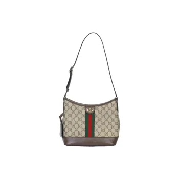 GUCCI Ophidia Fabric With Leather Bucket Bags Crossbody Bag Shoulder Bag Small Size Women's Beige & Ebony