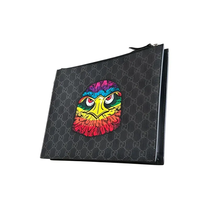 GUCCI Coated Canvas Clutch Men's Black-1