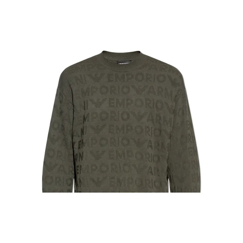 EMPORIO ARMANI Logo Jacquard Crewneck Jumper-5