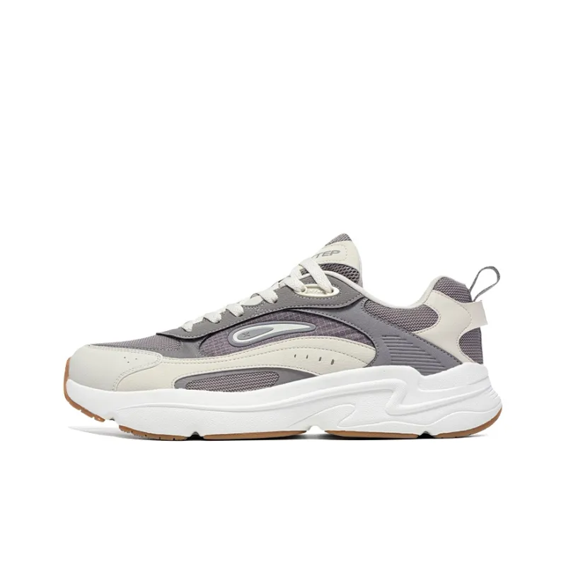 XTEP Non-slip Lightweight Low-Top Casual Running Shoes Men's White Gray-0