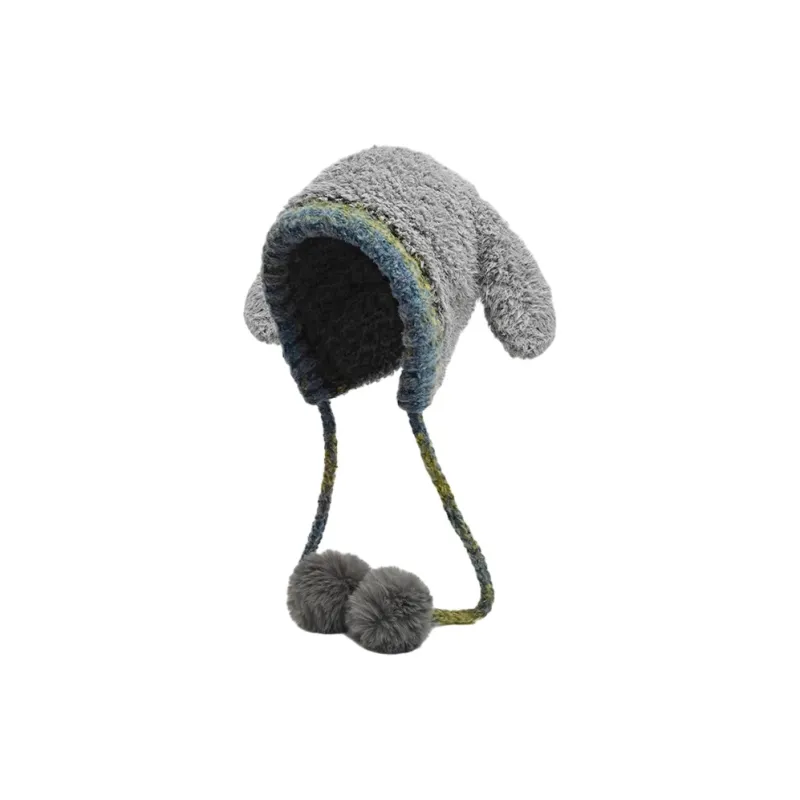FREE RABBITⅡ Fall And Winter Thickened Warm Ear Protection Knitted Fabric Beanie Unisex-5
