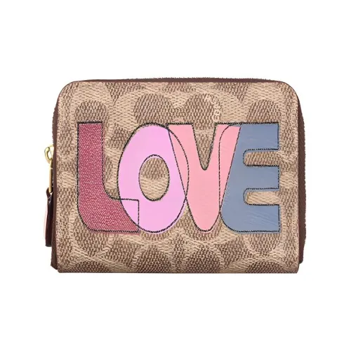 COACH Zip Around PVC Wallet Mini Women's Khaki