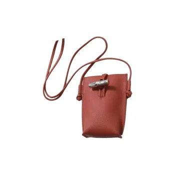 LONGCHAMP Le Roseau Cow Leather Cell Phone Pouch Shoulder Bag Crossbody Bag Women's Chestnut