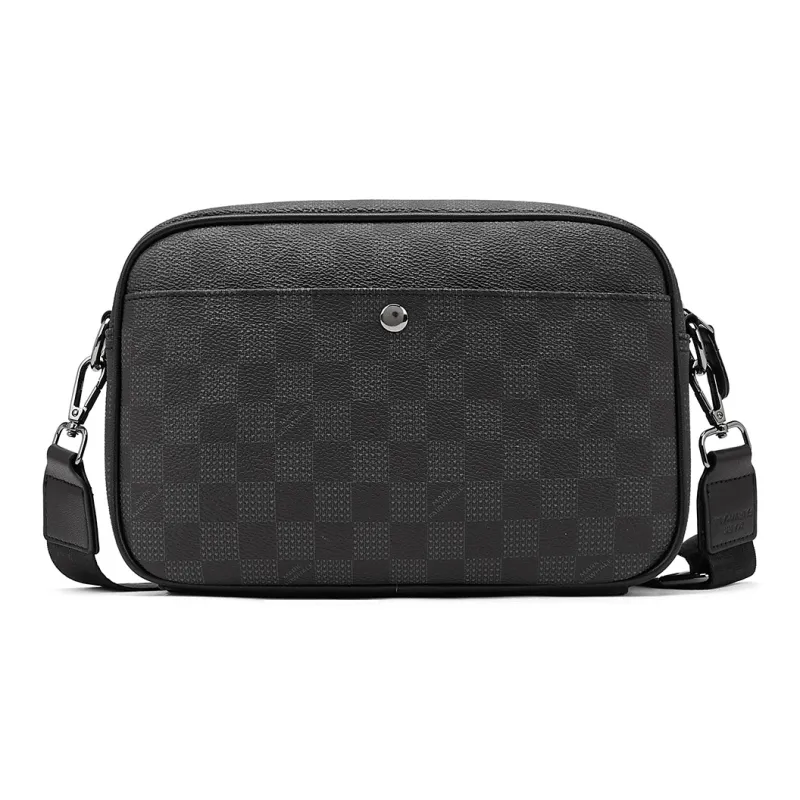 FAIRWHALE Synthetic Leather Small Square Bag, Shoulder Bag, Crossbody Bag Regular Men's Black-2